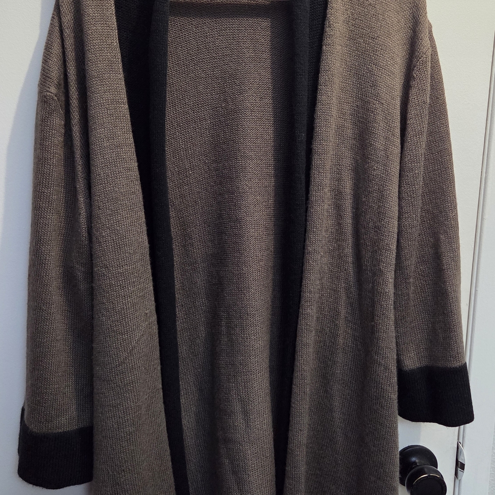 Sejour Brown and Black Knit Cardigan 2X
